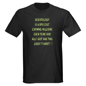 an anti-Scientology T-shirt